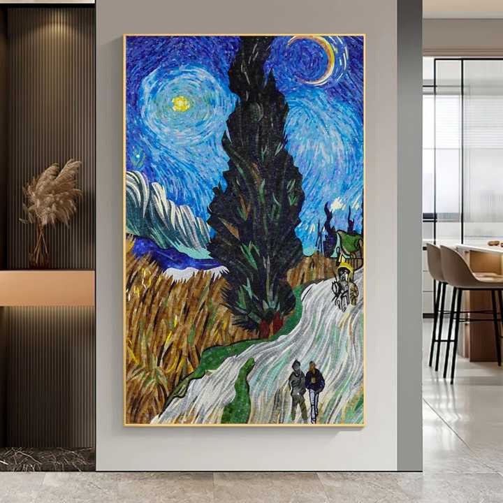 Tranh và tranh tường khảm xanh lam