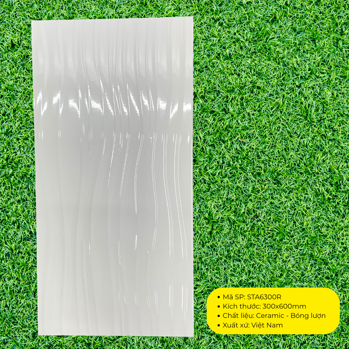 Gạch ốp tường Ceramic vân sóng trắng mờ KT 300x600mm mã STA6306-R (1h/1.44m/8v)