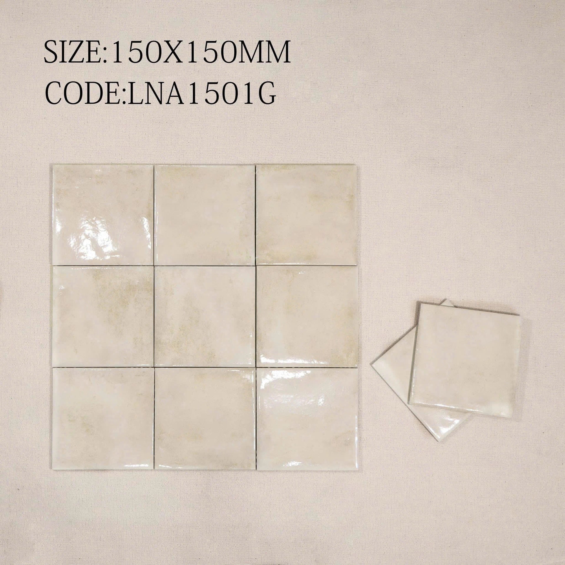 Gạch thẻ be men bóng LAN 1501G KT 150x150mm (1h/1m/44v/17.5kg)