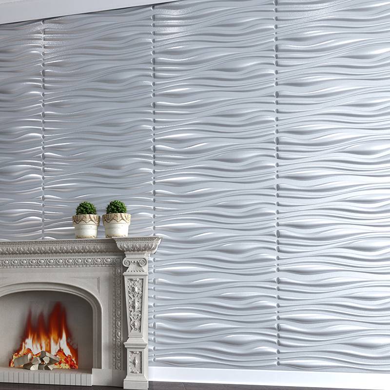 Gạch 3d ốp tường trang trí chống thấm màu trắng