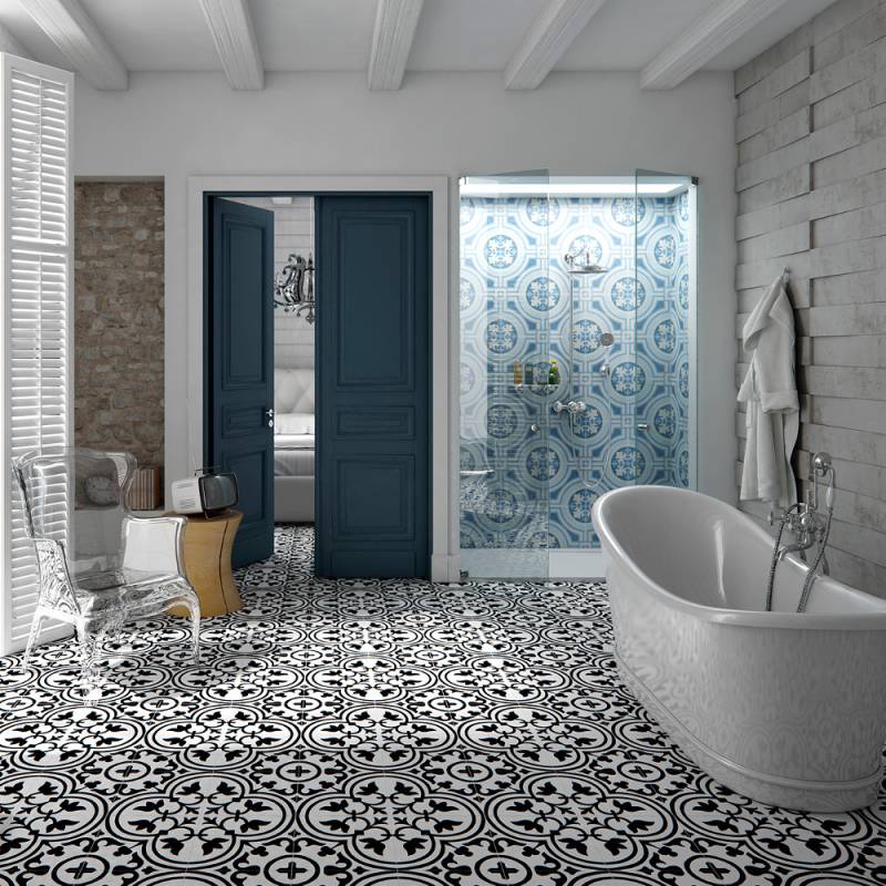 Gạch bông 30x30cm họa tiết đen trắng