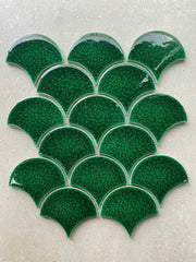 Gạch Mosaic Vảy Cá Men Rạn Xanh Đậm 9507