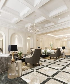 Gạch ốp lát màu kem vân đá 80×80 Đồng Tâm GRANITE 8080STONE003