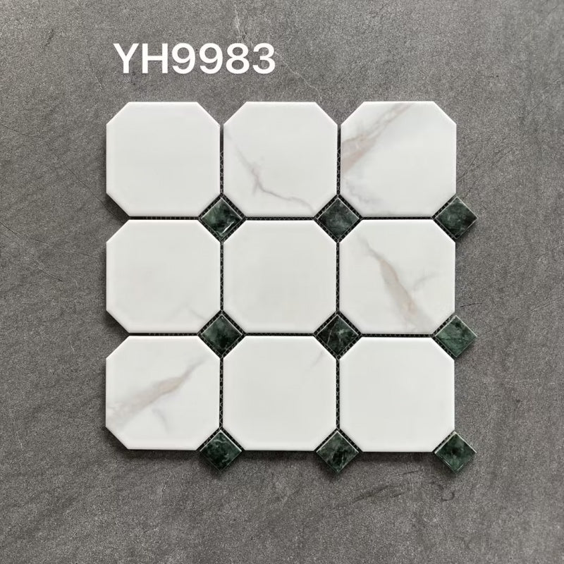 Gạch Ốp Lát Bếp Hình Bát Giác Trắng Sứ Kháng Khuẩn 6mm