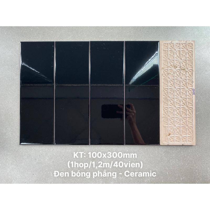 Gạch thẻ đen bóng phẳng KT 100x300mm STA1307