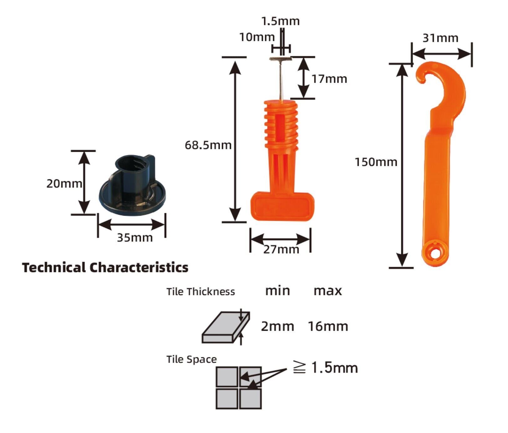 Đế tách mạch gạch chuyên nghiệp hình chữ T tiện dụng