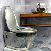 Bồn cầu treo tường bằng sứ không vành mạ bạc phong cách hiện đại SDAYI