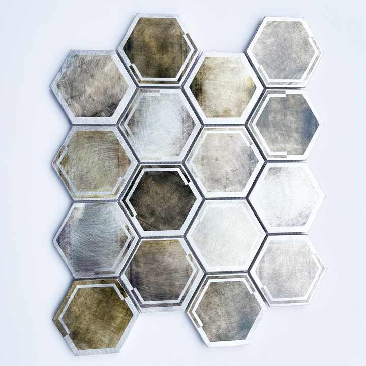 GAHEX7312 Gạch ốp tường nhôm hình lục giác hiện đại được thiết kế trang trí nội thất phòng khách phòng tắm có sẵn thiết kế đồ họa