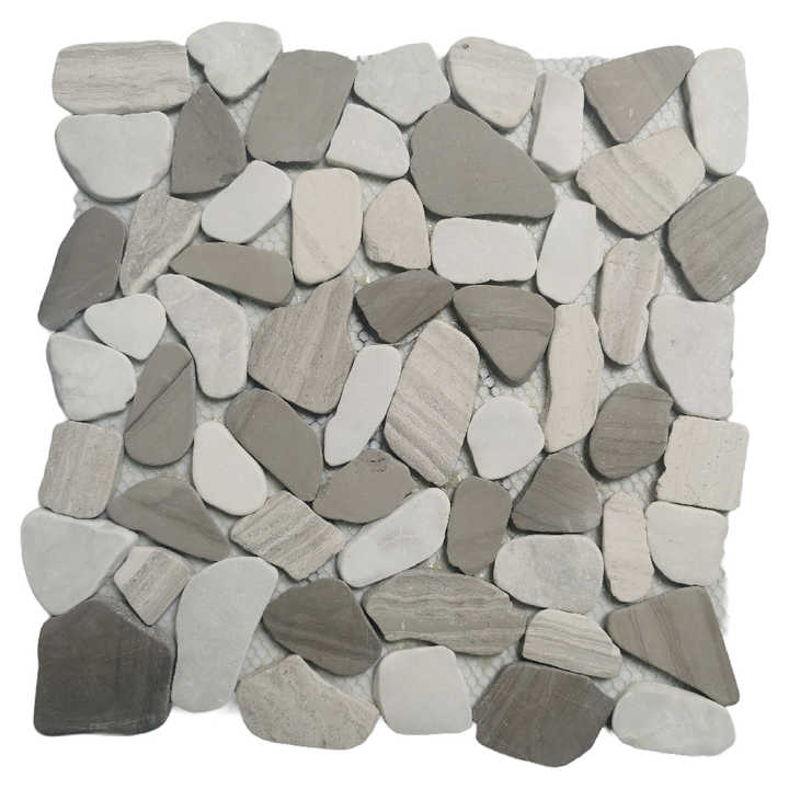 Nhà máy bán chạy Gạch khảm đá cẩm thạch sỏi màu hỗn hợp không đều, gạch khảm đá cuội dùng cho gạch lát sàn và gạch ốp tường sân vườn