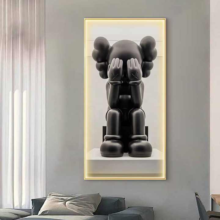 JZ Trang trí phòng khách hiện đại Đèn LED treo tường Nghệ thuật in UV Gấu Poster Tác phẩm nghệ thuật Tranh sứ pha lê trang trí động vật
