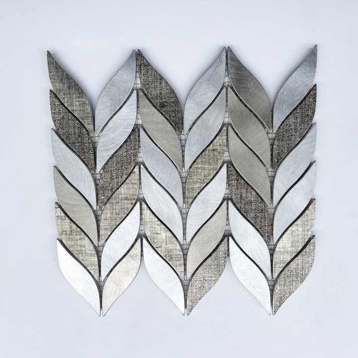 ALLEF30184P Gạch ốp tường khảm họa tiết hiện đại hình lá dài bằng nhôm thiết kế cho tường nội thất phòng tắm