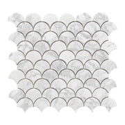 Gạch khảm vảy cá bằng đá cẩm thạch trắng Bianco Carrara của Ý