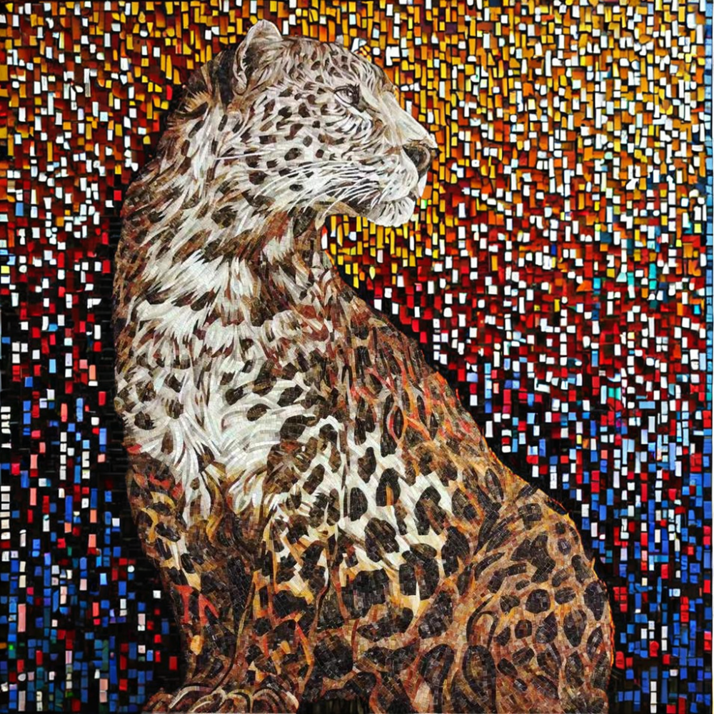 Tranh ghép mảnh kính hoa văn báo đốm hiện đại đặt làm theo yêu cầu