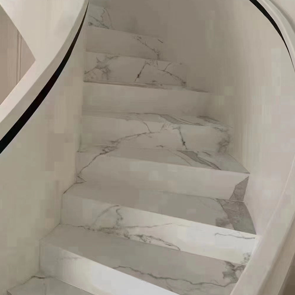 Tấm sứ porcelain vân đá cẩm thạch trắng bóng dùng cho lát sàn, bậc cầu thang, gạch ốp lát