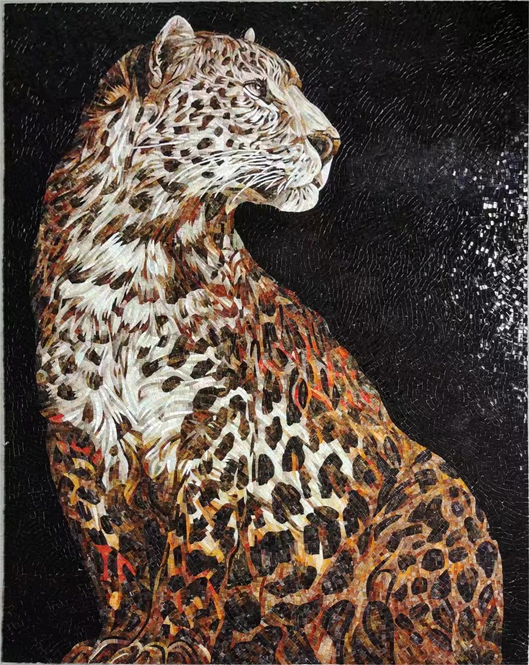 Tranh ghép mảnh kính hoa văn báo đốm hiện đại đặt làm theo yêu cầu