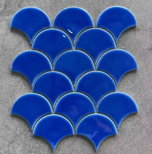 Gạch Mosaic vảy cá xanh đậm KT 83.5x90.5mm mã SH-FA90067