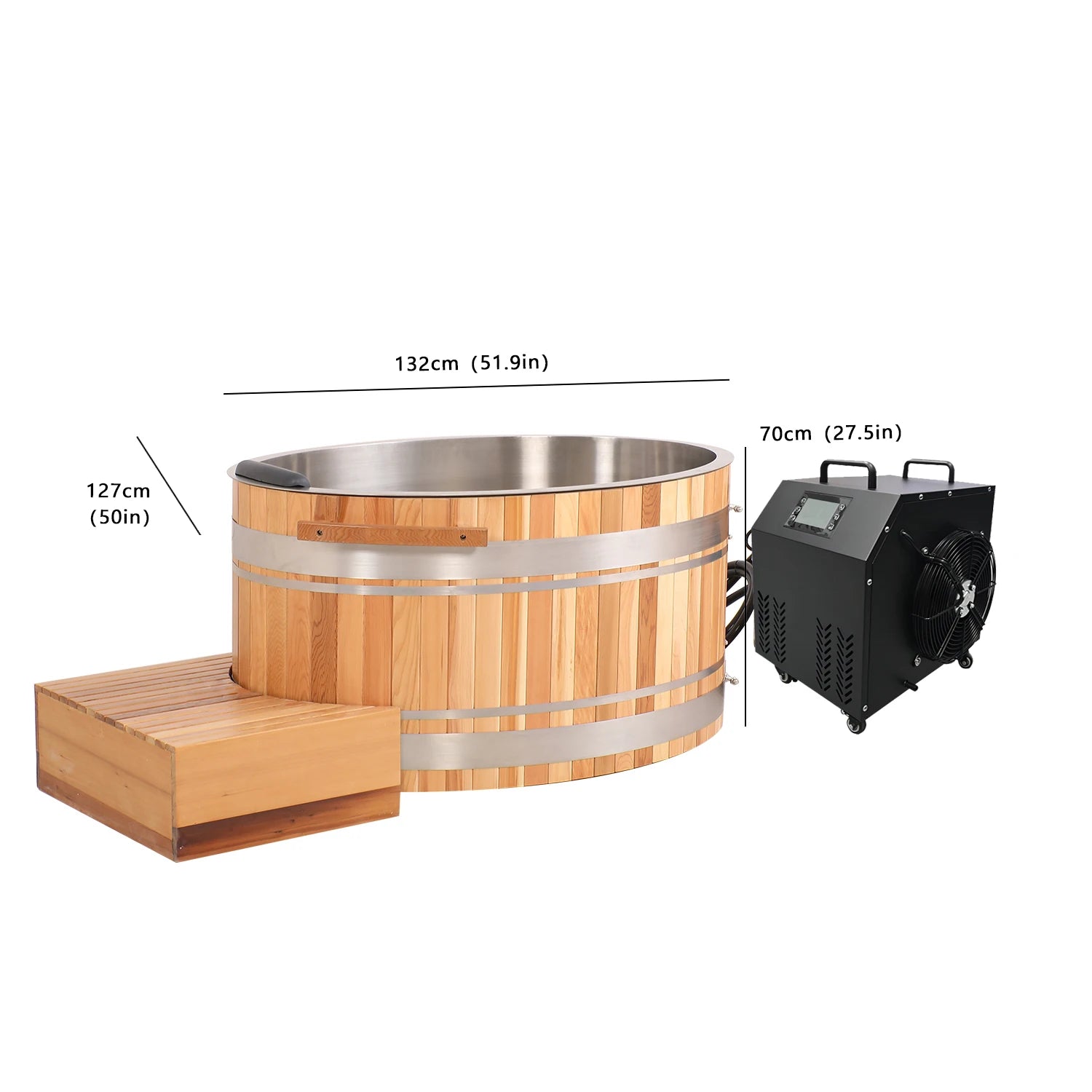 Bồn Tắm Lạnh Gỗ Cedar Đỏ Giải Nhiệt Vỏ Cách Nhiệt Đen