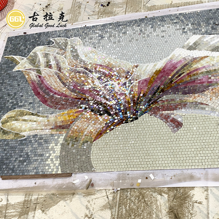 Tranh khảm treo tường thủ công bằng gạch kính 4mm