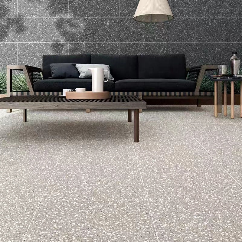 Gạch Terrazzo Sứ Bề Mặt Mờ Vân Xi Măng Trắng Xám Phong Cách Thô Mộc Cho Sàn Nhà Hàng, Cửa Hàng, Bếp 600x600