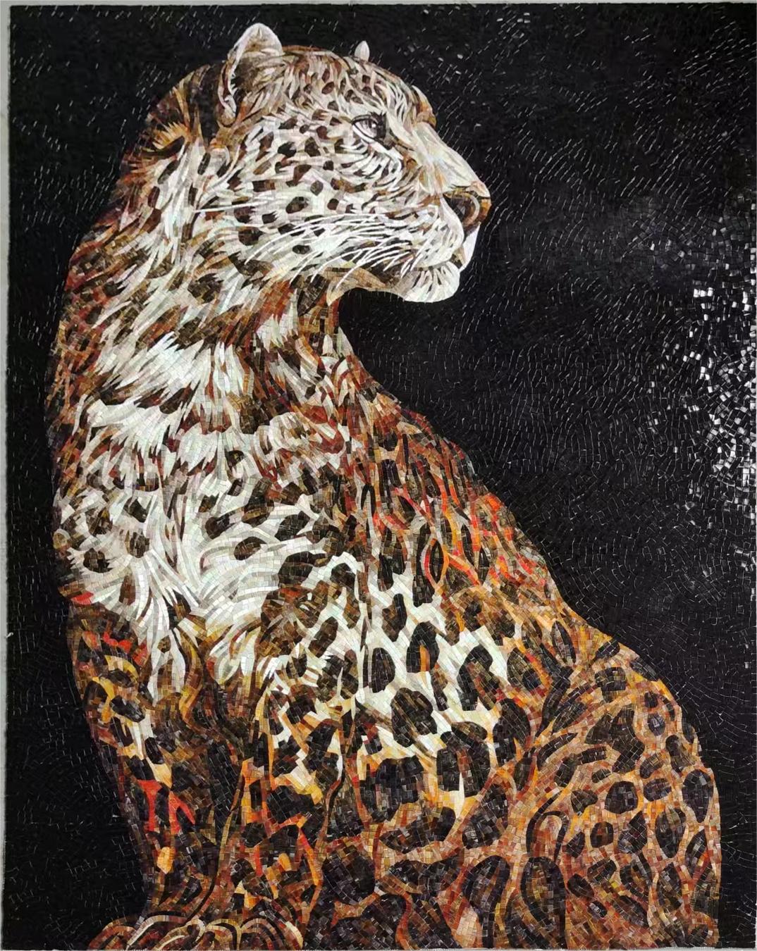 Tranh ghép mảnh kính hoa văn báo đốm hiện đại đặt làm theo yêu cầu