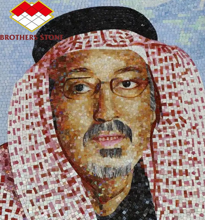 Mẫu tranh khảm đá cẩm thạch hình huy chương vuông thiết kế hiện đại trang trí tường và tranh tường