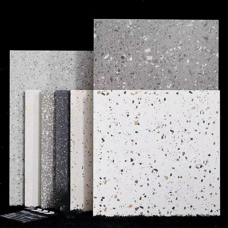 Gạch Terrazzo Sứ Bề Mặt Mờ Vân Xi Măng Trắng Xám Phong Cách Thô Mộc Cho Sàn Nhà Hàng, Cửa Hàng, Bếp 600x600