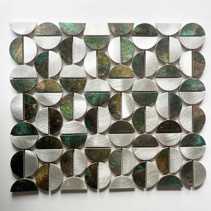 ALCC1011 Gạch ốp tường khảm kim loại hình tròn hiện đại dùng trang trí nhà bếp và phòng tắm