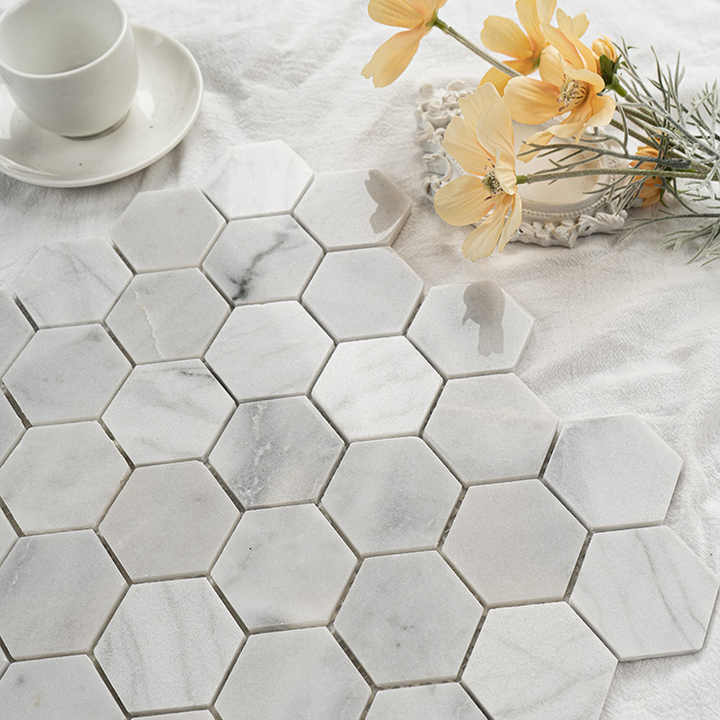 Tiện nghi giải trí Trang trí Đá cẩm thạch Lục giác Gạch lát sàn Khảm Gạch ốp tường Chống trầy xước Bóc và dán