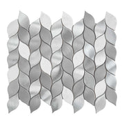 Gạch khảm kim loại thép không gỉ hình lá bạc kết hợp đá cẩm thạch hoàn thiện satin dùng để trang trí tường