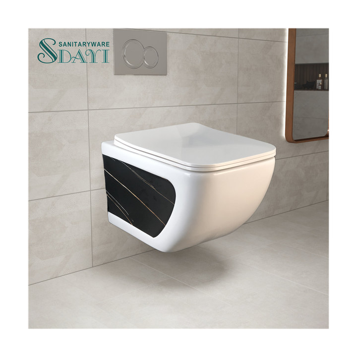 SDAYI Thiết bị vệ sinh hiện đại Bồn cầu gắn tường nhà vệ sinh phòng tắm gia đình Bồn cầu treo tường bằng gốm