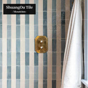 Gạch mosaic gốm sứ phòng tắm hiện đại dùng để trang trí nhà bếp, tranh sơn dầu, gạch mosaic sọc xanh gradient