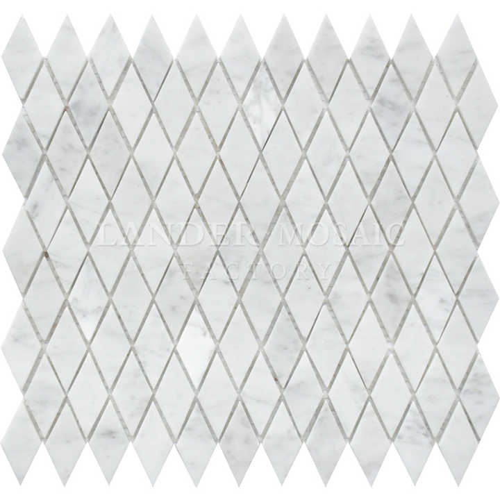 Gạch khảm đá cẩm thạch hình thoi Carrara bền chắc, sẵn sàng giao hàng cho tường