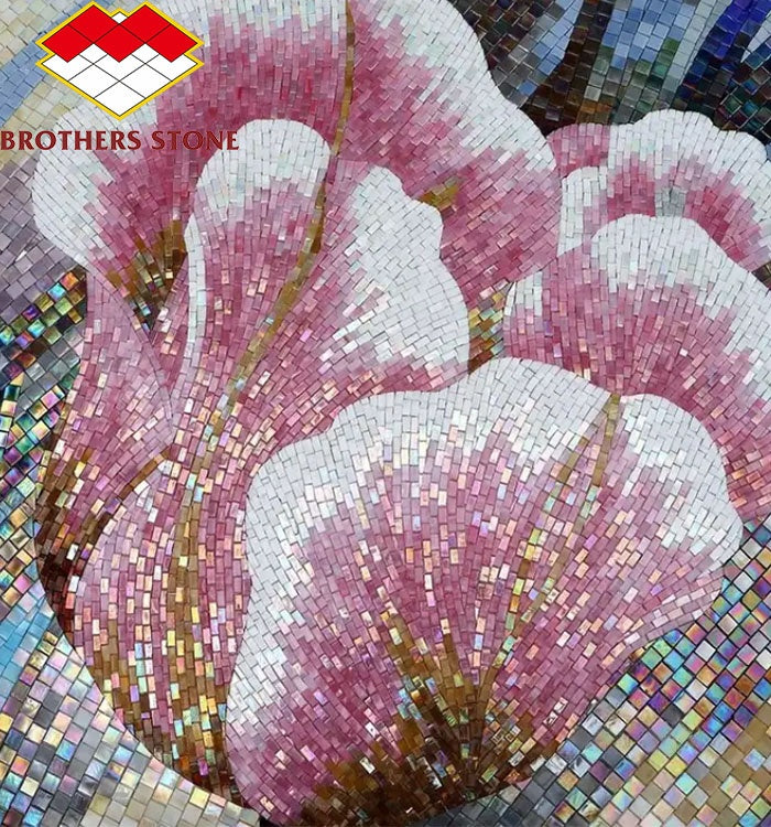 Mẫu tranh khảm đá cẩm thạch hình huy chương vuông thiết kế hiện đại trang trí tường và tranh tường