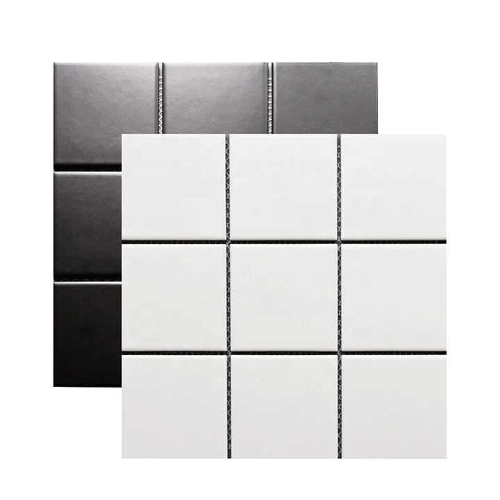 Gạch mosaic gốm trắng tinh khiết 98x98mm, gạch kẻ ô vuông 9 ô cho phòng tắm, sàn bếp và tường