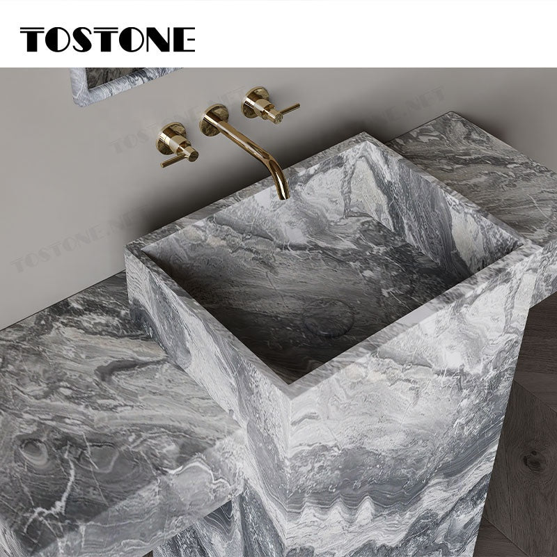 Tostone Mặt Bàn Lavabo Phòng Tắm Đứng Độc Lập Bằng Đá Cẩm Thạch Nâu Venice Tự Nhiên Đẹp Với Bề Mặt Mài Mờ Dành Cho Trang Trí Chậu Rửa Mặt Gia Đình