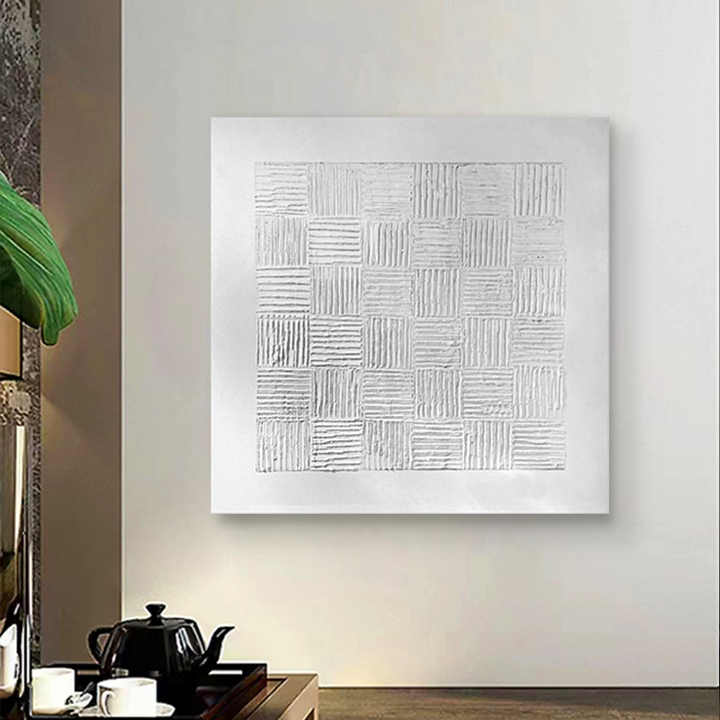 JZ Home Decor Đá sa thạch lớn màu trắng Tranh trừu tượng 3D Tác phẩm nghệ thuật kết cấu hiện đại
