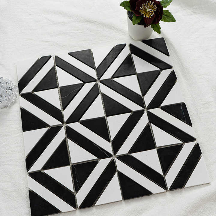 Thiết kế bản vẽ tùy chỉnh khảm tự dính gạch ốp tường bếp ốp tường màu đen trắng cho biệt thự