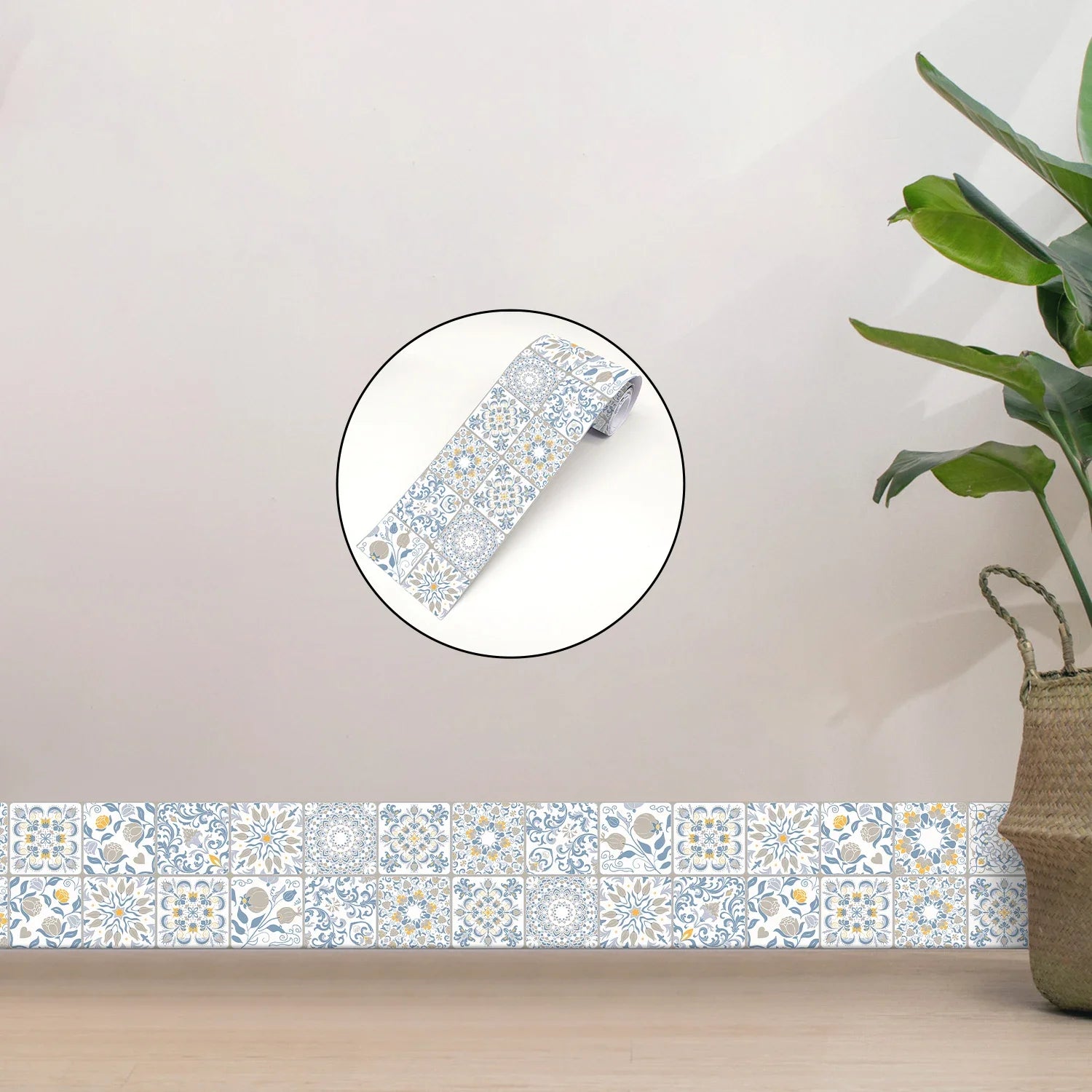 Dán Dính Gạch Ốp Tường Màu Xanh Trắng Vàng Phòng Tắm Bếp