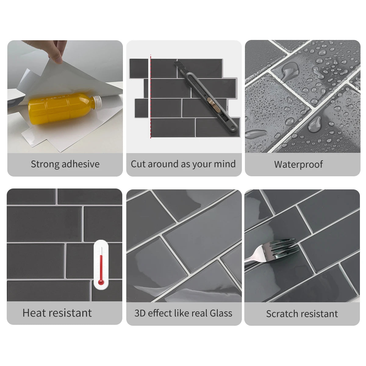 Gạch Subway Dán Tường Bếp 10 Tờ Peel Và Dán 3D Trang Trí