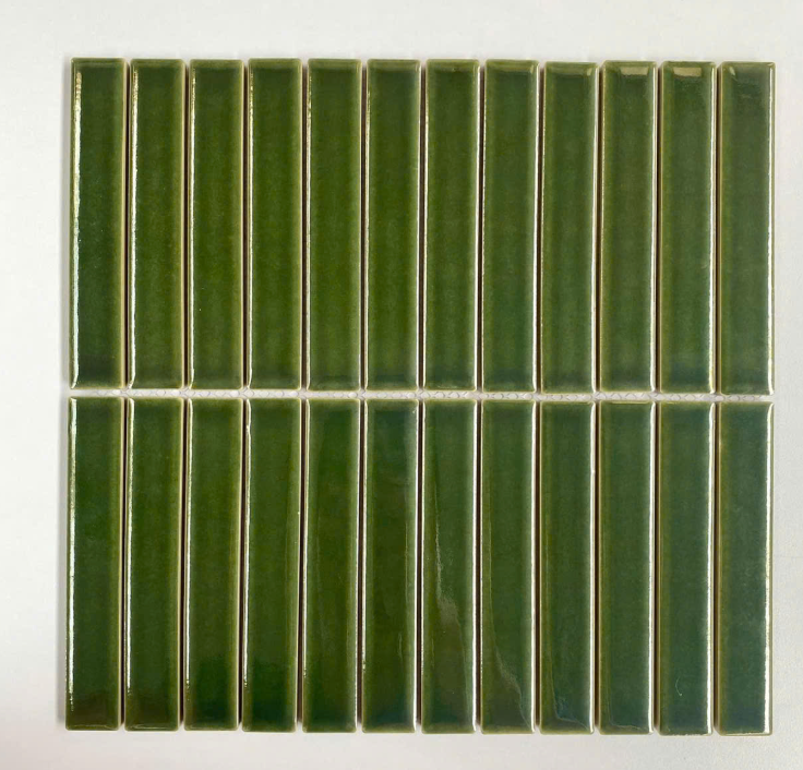 Gạch Mosaic Màu Xanh Lá Cây chip 25x150mm Mã 150TTEB-064