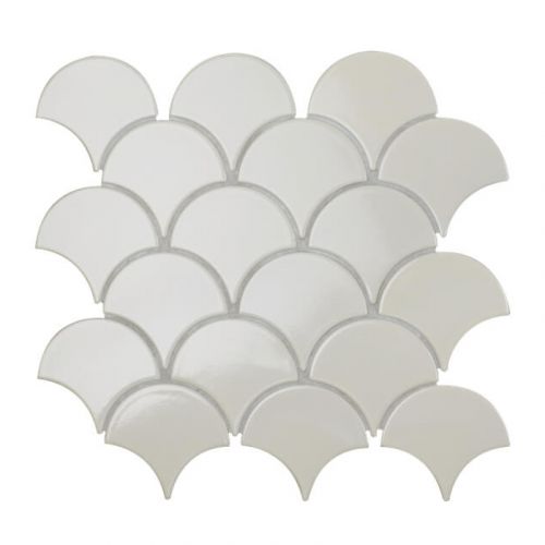 Gạch Mosaic Vảy Cá Men Rạn Đôi Màu Trắng MH 9003