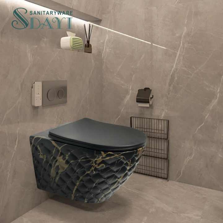Bồn cầu treo tường bằng đá cẩm thạch SDAYI Bồn cầu treo tường bằng gốm sứ có chốt xả kép cho bồn cầu treo tường - Daisan Store