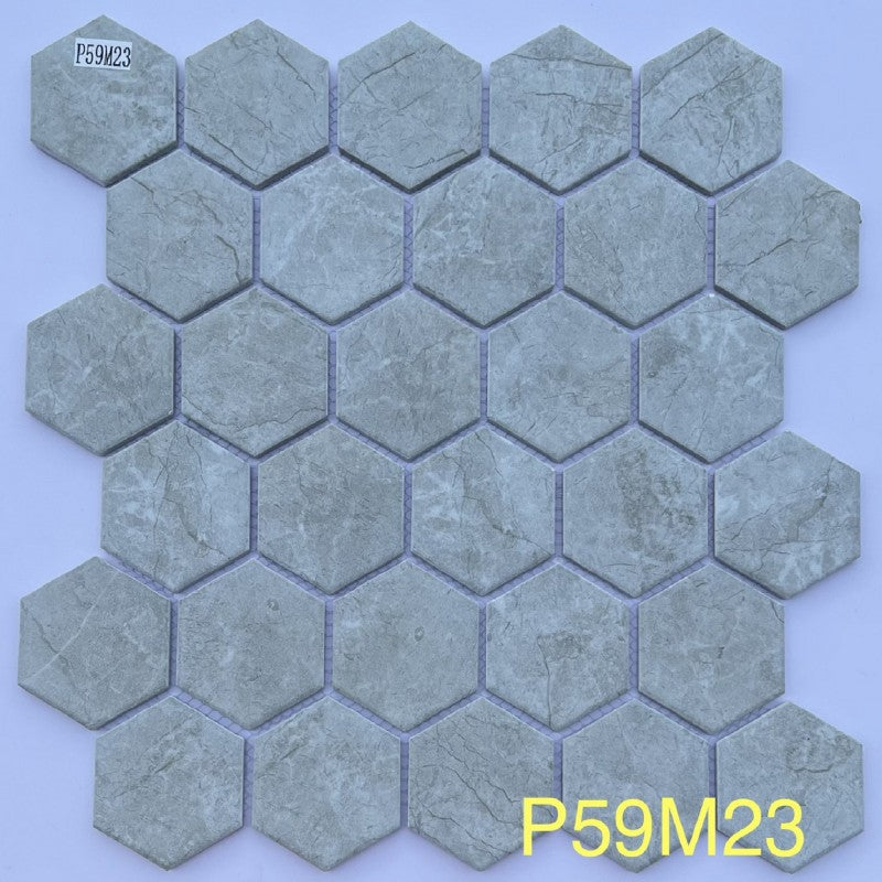 Gạch mosaic lục giác xám P59M23