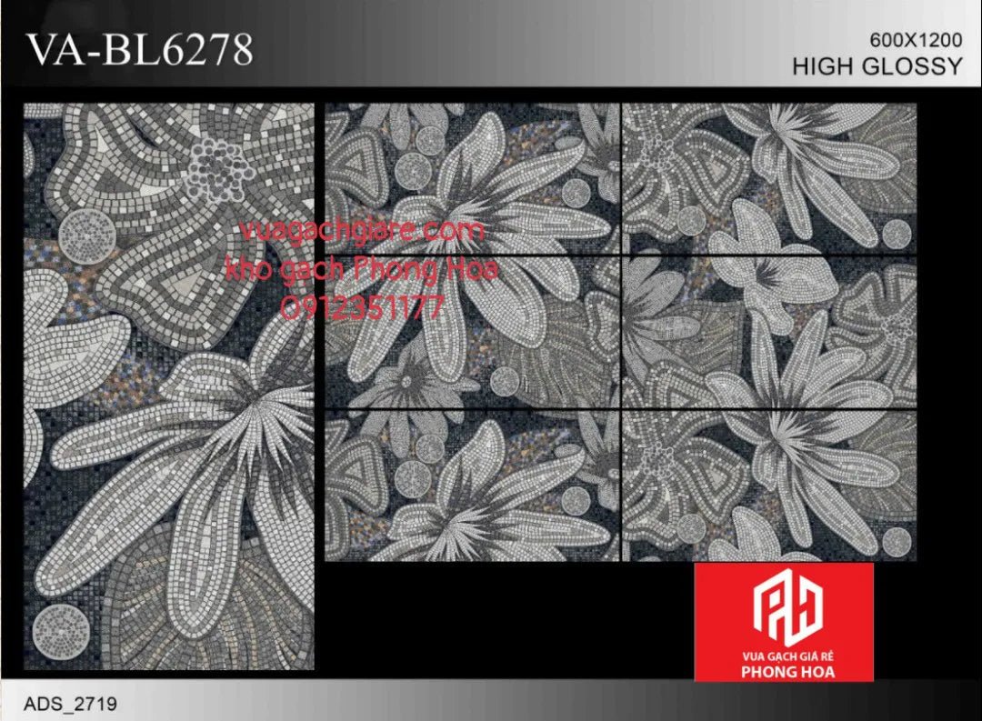 Gạch Đá Ốp Lát 60x120 Cao Cấp Ấn Độ decor hoa màu trắng VA - BL6278 - Daisan Store