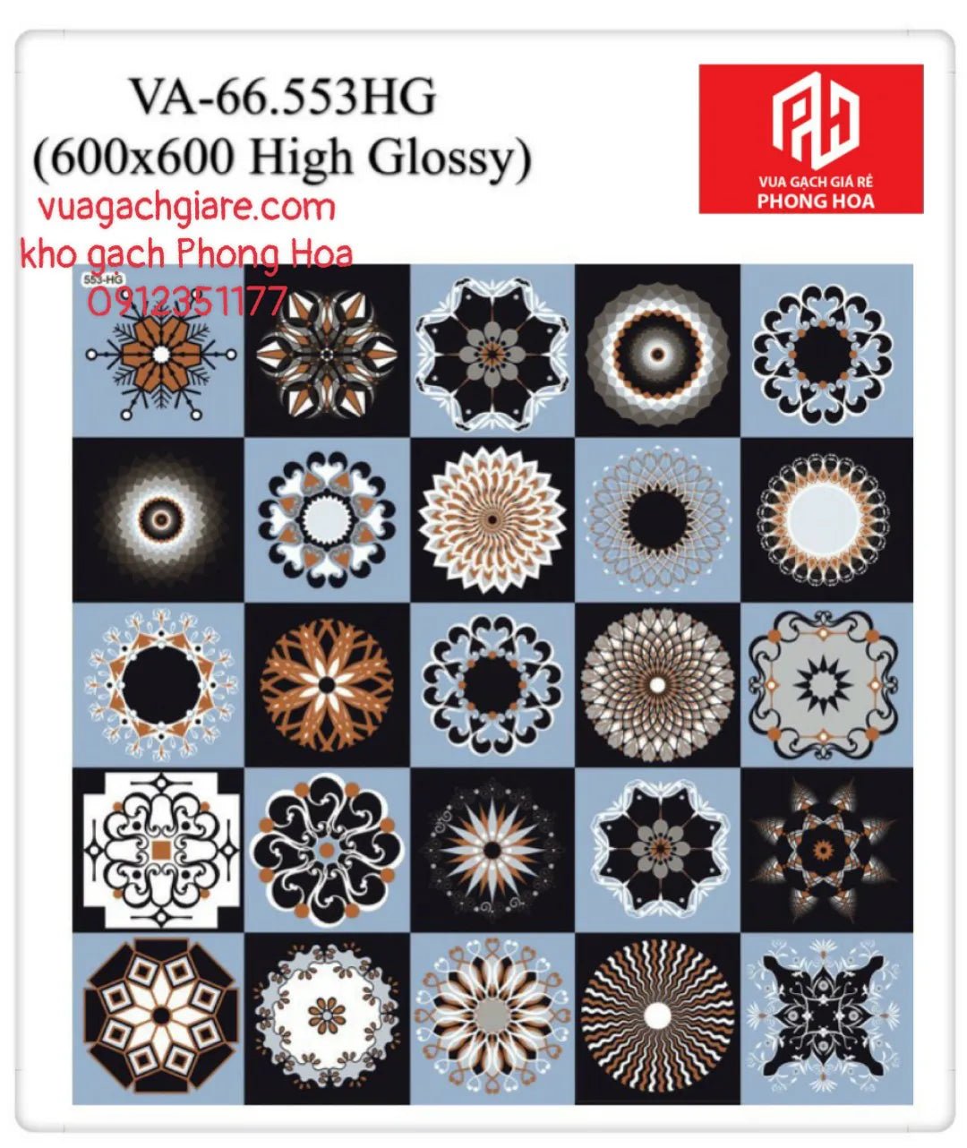Gạch Đá Ốp Lát 60x60 Cao Cấp Ấn Độ decor kết hợp đen - xanh VA - 66.553HG - Daisan Store