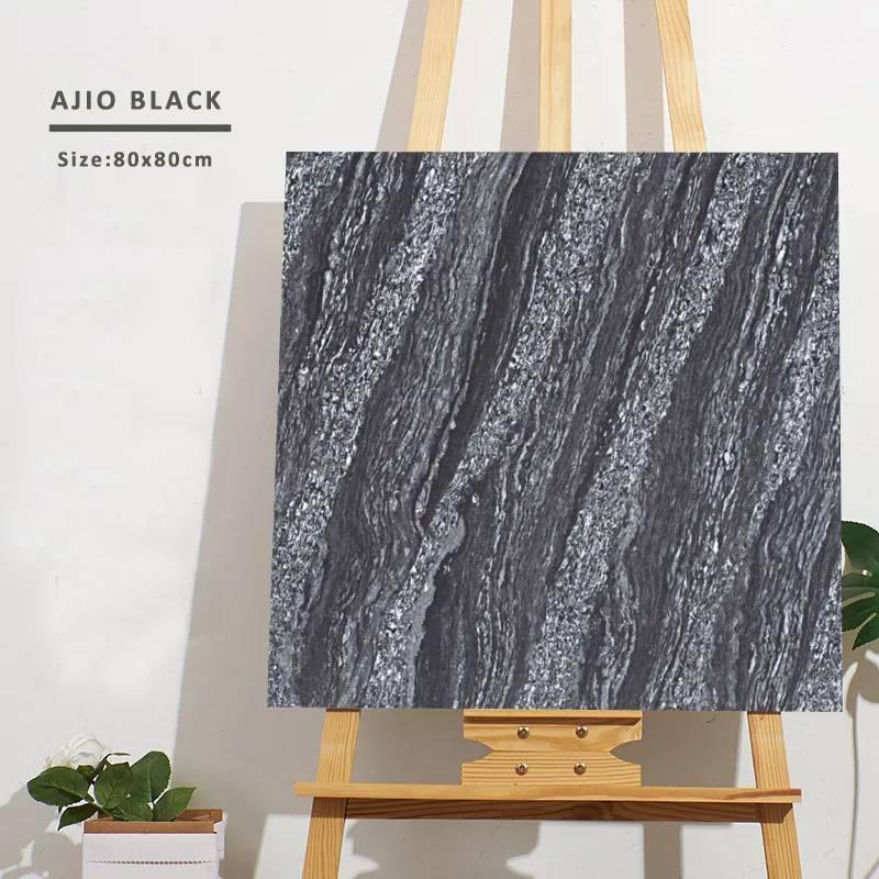 Gạch lát nền Ấn Độ men bóng 800x800mm AJIO BLACK - Daisan Store