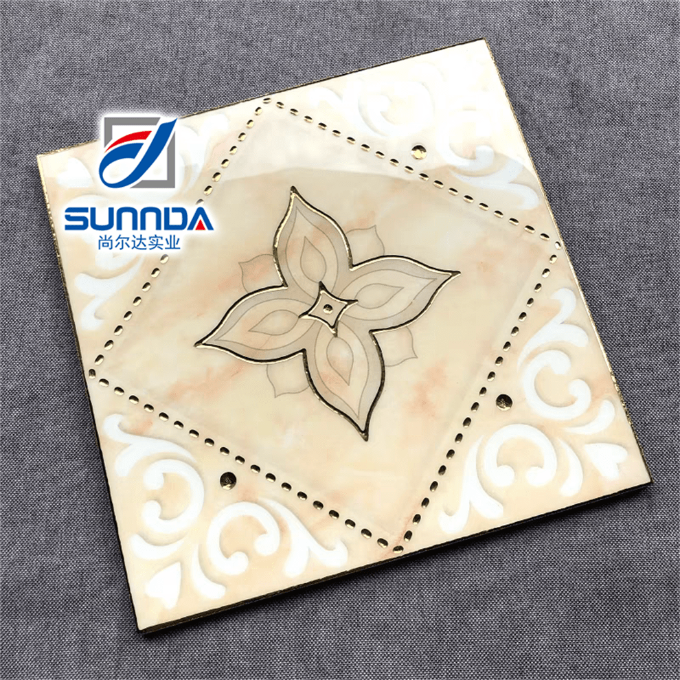 Gạch Lát Sàn Sứ Porcelain Vân Thảm Bề Mặt Bóng Tráng Men Mạ Vàng Họa Tiết Hoa Lá Tùy Chỉnh Chất Lượng Phật Sơn 600x600 - Daisan Store