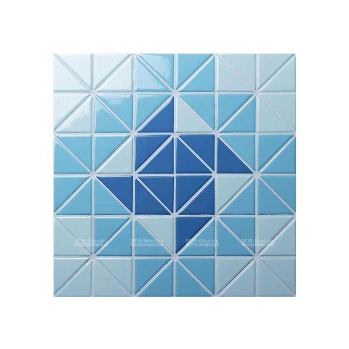 Gạch Mosaic Bể Bơi Hình Cối Xay Gió Tam Giác Màu Xanh Dương Trộn - Daisan Store