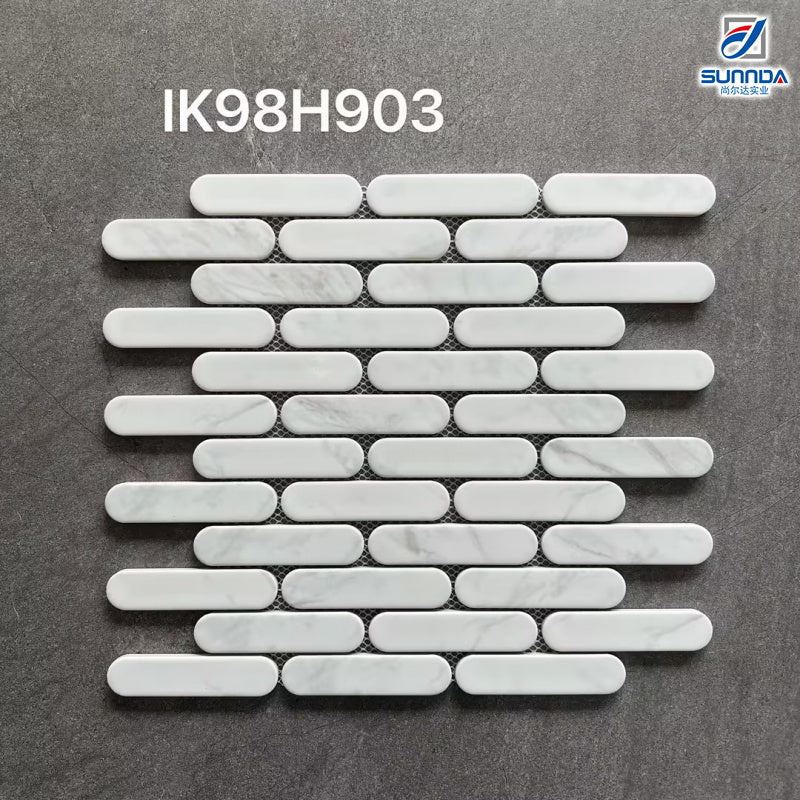 Gạch Mosaic Bề Mặt Mờ Đơn Giản, Vân Đá Cẩm Thạch Trắng Carrara, Dùng Trang Trí Hồ Bơi, Phòng Tắm, Nhà Bếp, Đa Dạng Hình Dạng Và Kích Thước - Daisan Store