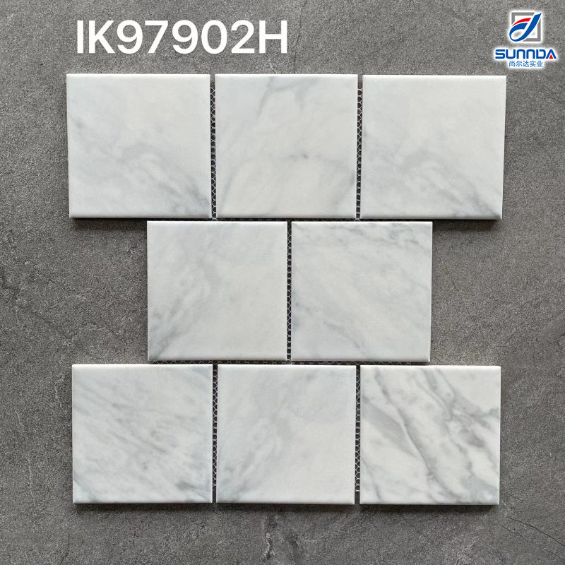 Gạch Mosaic Bề Mặt Mờ Đơn Giản, Vân Đá Cẩm Thạch Trắng Carrara, Dùng Trang Trí Hồ Bơi, Phòng Tắm, Nhà Bếp, Đa Dạng Hình Dạng Và Kích Thước - Daisan Store